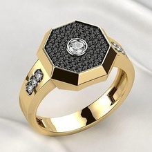 pave setting mens signet gold ring jewel gem rhino rhodium plating 3dprint print diamond wedding engagement brilliant ruby sapphire citrine brutal men hexagon jewelry rings 3d print model - Mito3D