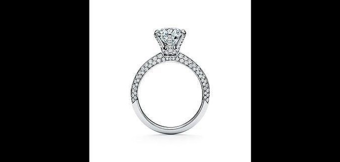 pave tiffany setting engagement ring diamond band platinum solitier jewellery wedding jewel jewelry rings 3d print model - Mito3D