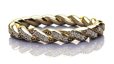 paveflex ring diamonds gold printable diamond jewel jewellery wedding engagement gem fashion brilliant beauty jewelry yurman modern design elegant rings 3d print model - Mito3D