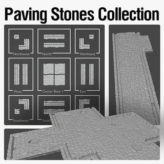 paving stone medieval road square paving medieval road set stone cobblestone wall printable pavement collection hobby diy hobby diy poly game ready lowpoly gameready  3d print model - Mito3D