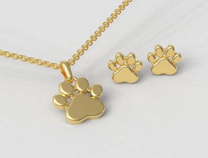 paw pendant earrings pet dog cat earring silver gold pauloranieri cute animal jewelry 3d print model - Mito3D