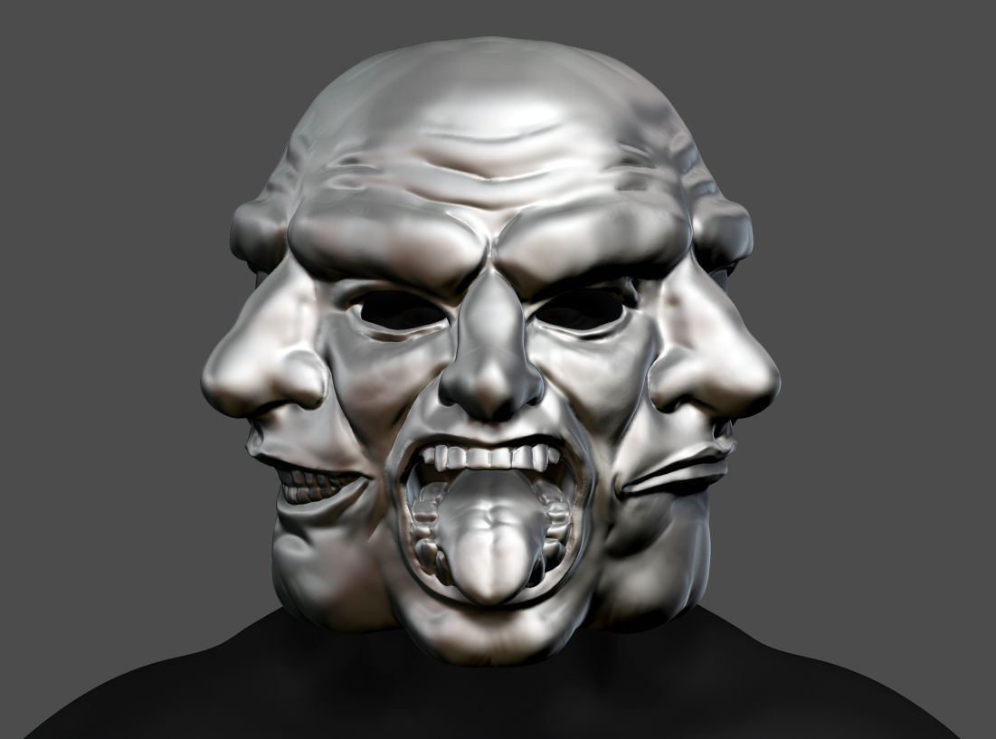 payday 2 horror mask greek tragedy costume helmet stl file creepy halloween cosplay games three face hand tools theater toys 3D print model - Mito3D