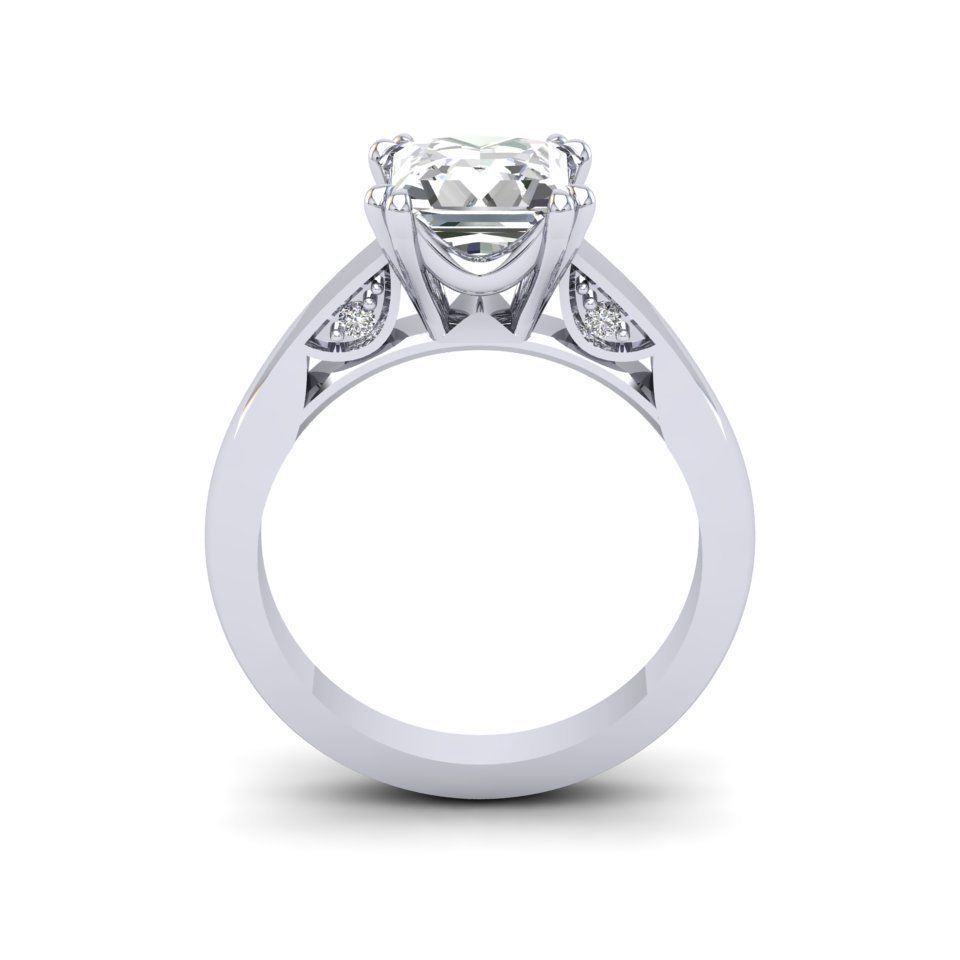 pc centre croissants diamant engagement mariage solitaire mode bijoux anneaux 3D print model - Mito3D