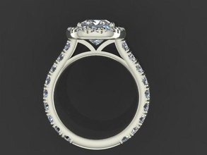 pc center cushion halo jewelry cutdown princess fashion engagement rings 3d print model - Mito3D