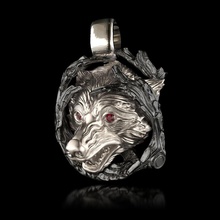 pd0005 - collier loup bijoux or gem d'argent pendentif wolf pendentifs 3d print model - Mito3D