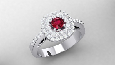 pdi-119 anello gioielli gioiello moda diamante ruby oro argento disco di platino stampa prototipazione stl obj gemma matrimonio la stampabile anelli 3d print model - Mito3D