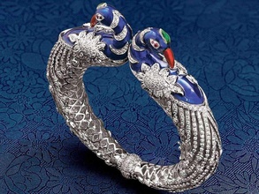 peacock bangles jewelry bangle silver diamond jewellery jewel ring gold cad bracelets 3d print model - Mito3D