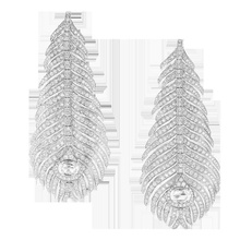 peacock feather flexible pendant earrings boucheron diamond jewelry high 3d print model - Mito3D