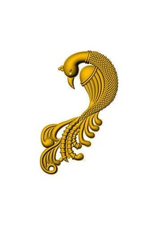 peacock gold silver jewelry pendant antique design art embossed indian classic artistic jewel pendants traditional ear 3d print model - Mito3D