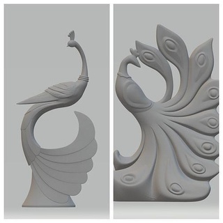 paon ornement 3d modèle sculpture art jardin décor marbre miniatures architecture oiseau plume animal ailes mouche défi plumes couronne sculptures 3d print model - Mito3D
