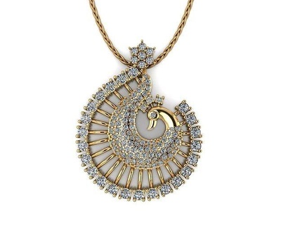 peacock pendant jewelry gold silver pendants jewel diamond jewellery printable wedding fashion design gem punasaraj brilliant luxury necklace precious 3d print model - Mito3D