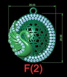 peacock pendant design art pattern decoration illustration retro gold jewelry pendants 3d print model - Mito3D