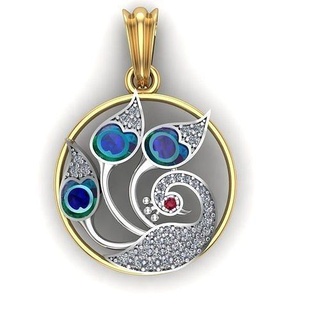 peacock pendent pendant jewelry gold gem silver meenakari printable pendants 3d print model - Mito3D