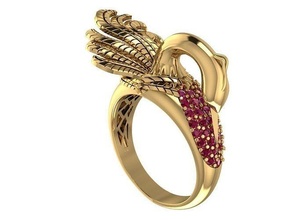 pfau ring gold schmuck silber engagement juwel ehe druckbar mode brillant diamant platin leuchtenden luxus disjunkt feier jahrestag ringe 3d print model - Mito3D