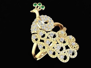 pavão anel 902 joalheria moda acessórios ouro diamante mulher mulheres Projeto argolas 3d print model - Mito3D