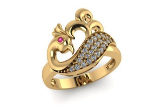 pavão anéis jóias ouro platina precioso luxo 3d print model - Mito3D