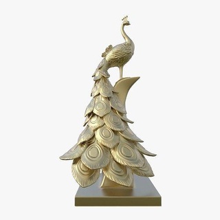 Pfau Statue Tier Skulptur Miniatur 3d Drucken Vogel Gold Dekoration Kunst Skulpturen 3d print model - Mito3D