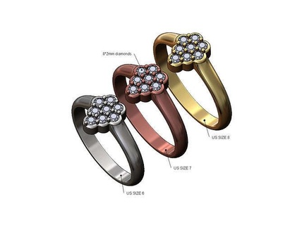 Birne Cluster Diamant Ring us Größen 6 7 8 Mandel zerreißen fallen Signet Mode Schmuck druckbar Gold Silber Sterling Luxus klassisch Aussage Stapler 3d Modell Ringe 3d print model - Mito3D
