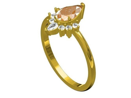 poire Couper Champagne diamant bague bijoux anneaux or argent mariage bijou engagement mode engagem beauté gemme 3d print model - Mito3D