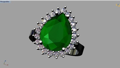 poire diamant taille de l'anneau bijoux anneau la le saphir ruby l'émeraude or d'argent mode imprimable 3dprint rhino magies les anneaux 3d print model - Mito3D