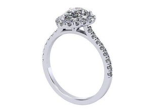 Pera diamante aureola compromiso anillo diamantes dorado plata joyería joya anillos 3d print model - Mito3D