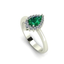 Birne Diamant Ring 3d drucken Modell Schmuck Juwel Smaragd Mode 7x5 Perle Ringe 3d print model - Mito3D