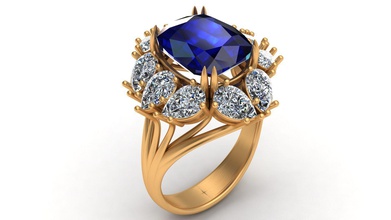 pêra diamante safira anel de ouro jóias brinco brilhantes marquise a moda mulher garota o engajamento casamento printable humanos dedo ruby marca anéis 3d print model - Mito3D