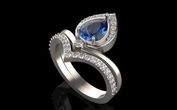 Birne Engagement Ring Schmuck Gold Silber druckbar Diamant Hochzeit Juwel brillant engagem Platin 3d print model - Mito3D