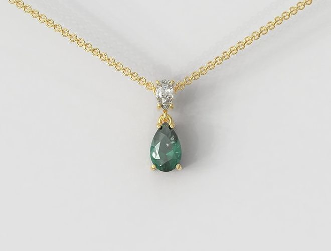 pear gemstone pendant gold jewelry pauloranieri trendy fashion classic modern silver diamond drop pendants gem 3D print model - Mito3D