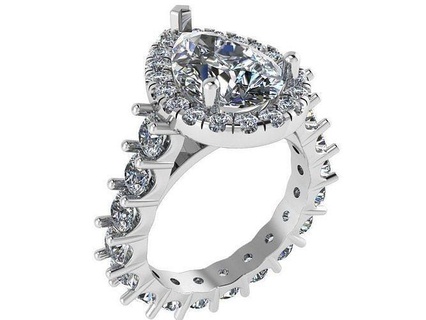 poire Halo diamant bague 0646 or paver bijoux argent fabrication mode conception engagement gemme imprimable sterling bracelet cubain boucle d'oreille Collier pendentif anneaux 3d print model - Mito3D