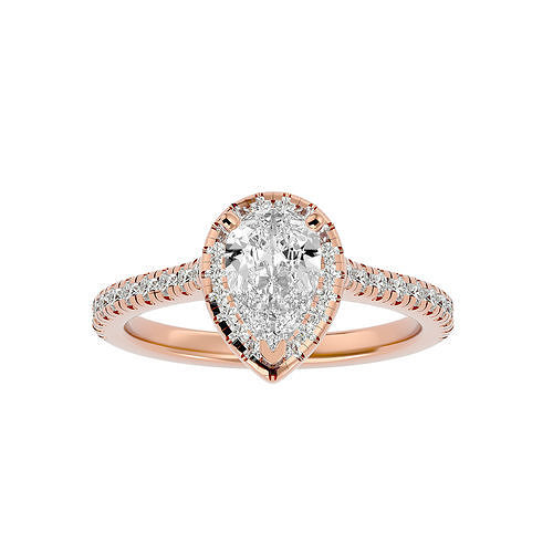 poire Halo solitaire mariage engagement bague 360 vue bijoux bande femme or diamant anneaux femmes imprimable 3D print model - Mito3D