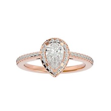 poire Halo solitaire mariage engagement bague 360 vue bijoux bande femme or diamant anneaux femmes 3d print model - Mito3D