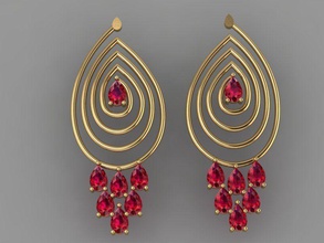 pear ruby Schmuck gold 18ky 24ky 14ky Birne yellogold Platin earing Weißgold Ohrringe 3d print model - Mito3D