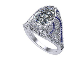 a forma di pera anello antico gioielli antiquariato zaffiro oro disco platino fidanzamento anelli 3d print model - Mito3D