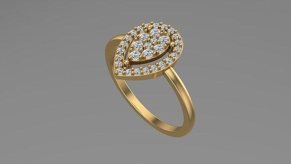 Pera forma diamante squillare 3d modello stampabile gioielleria anelli argento oro moda sterlina platino gemma gioiello bellezza abjewels brillante 3d print model - Mito3D