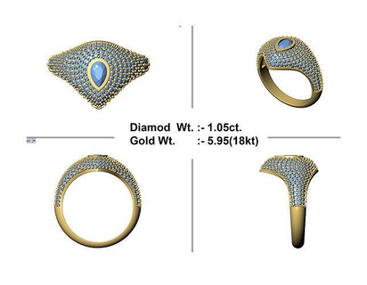 Pera forma diamante squillare gioielleria anelli oro stampabile Fidanzamento gioiello platino moda sterlina lusso design argento gemma prezioso 3d print model - Mito3D