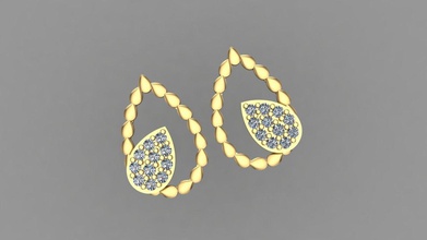 forme de poire élégant à l'oreille bijoux or shining le diamant des boucles d'oreilles 3d print model - Mito3D
