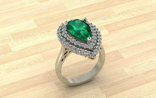 Pera forma Smeraldo squillare gioielleria oro diamante Smeraldo gemme lusso squillare anelli 3d print model - Mito3D