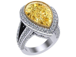 pear shape fancy ring jewelry diamond golden silver rings 3d print model - Mito3D