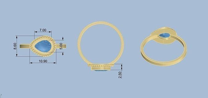 Pera forma piedra preciosa anillo gemas hembra muchachas taxi joyería joya antiguo hermoso mano imprimible canalla leva cnc anillos 3d print model - Mito3D