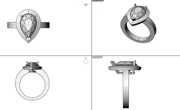 forma de pera halo la joyería el platino boda compromiso lujo amor oro gem brillante anillo diamante moda y belleza imprimible plata sterling arete reloj chrome tensión dialéctica los anillos 3d print model - Mito3D