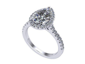 a forma di pera anello diamante d'oro argento gioielli anelli 3d print model - Mito3D
