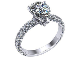 a forma di pera anello gioielli oro i diamanti anelli fidanzamento 3d print model - Mito3D