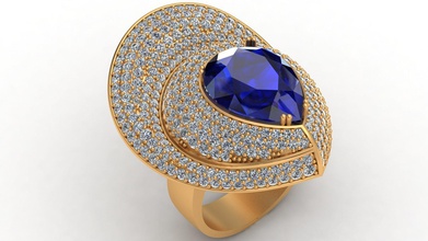 a forma di pera zaffiro diamante anello in oro gioielli brillante donna ragazza orecchino ciondolo moda fidanzamento matrimonio stampabile lusso umana astratto anelli 3d print model - Mito3D