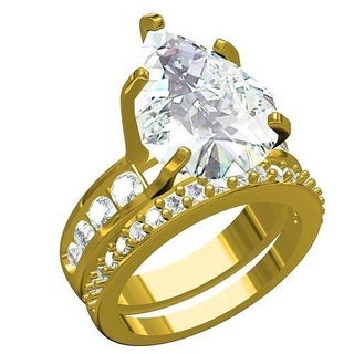 Pera forma solitario canale impostato squillare gruppo musicale gioielleria anelli diamante oro nozze stampabile argento design Fidanzamento gioiello 3d print model - Mito3D