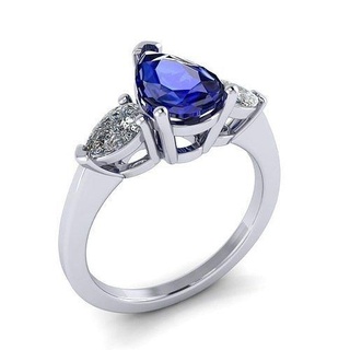 Pera forma piedras compromiso anillo 3dmodel anillos oro joyería joya imprimible brillante platino Moda diamante 3d print model - Mito3D
