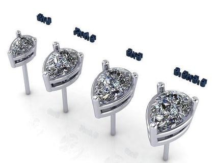 pear shape stud earring tops - various sizes pendant ring bracelet jewelry gem platinum engagement diamond diamonds head heads luxury prongs gold earrings jewellery jewel 3d print model - Mito3D