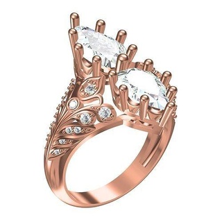 Pera forma gemello calcolo arte deco stile squillare gioielleria oro stampabile diamante argento Fidanzamento gemma gioiello anelli nozze sterlina 3d print model - Mito3D