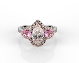 pera en forma de anillo compromiso oro rosa la joyería el diamante 3d modelo imprimible los anillos 3d print model - Mito3D