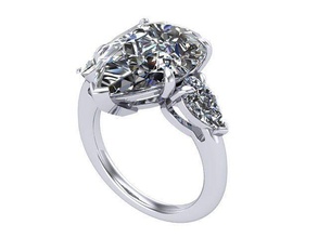 Birne Stein Diamant Engagement Ring golden Silber Schmuck Ringe 3d print model - Mito3D